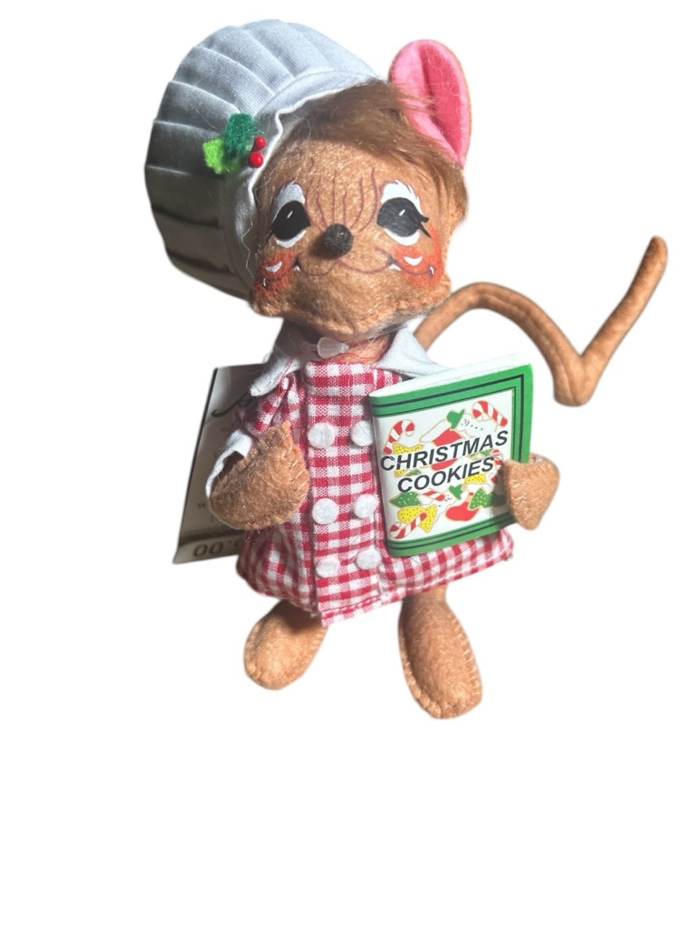 2013 Annalee Christmas Mouse Figurine, Dressed as a Chef holding a Cookbook